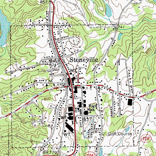 Topographic Map of Stoneville Police Department, NC