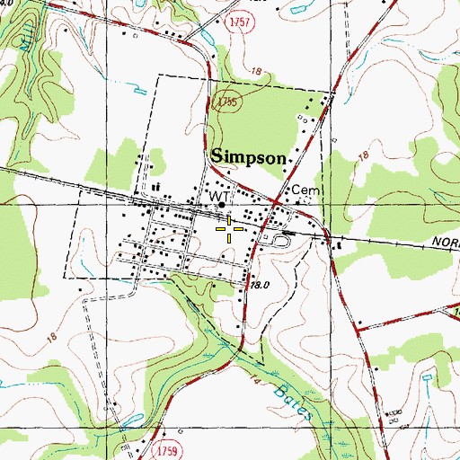Topographic Map of Simpson Police Department, NC