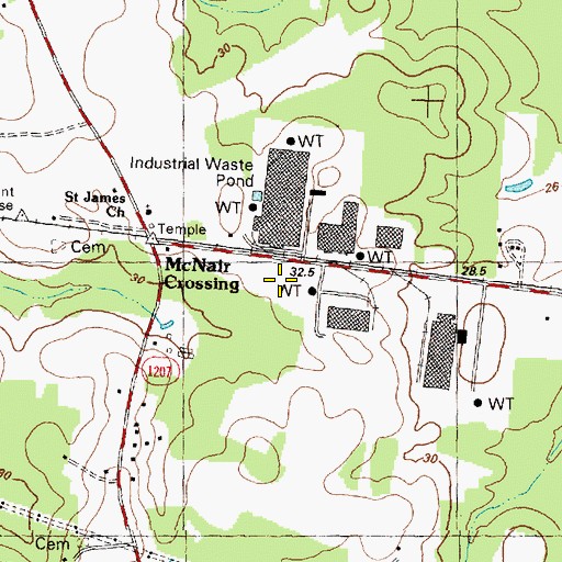Topographic Map of North Carolina State Highway Patrol Troop C District 1 Substation, NC
