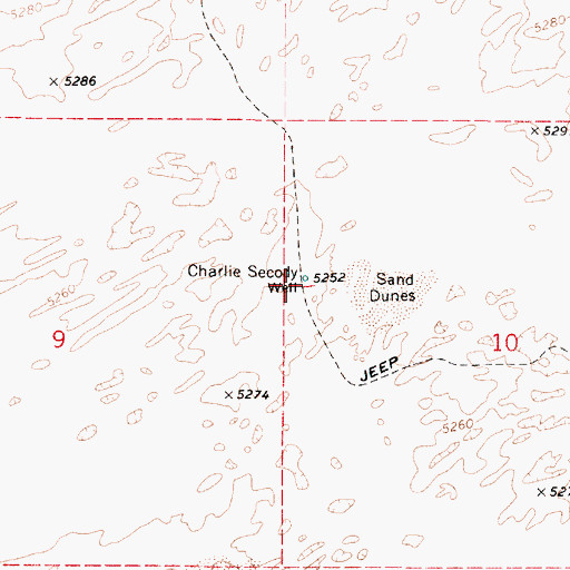 Topographic Map of Charlie Secody Well, AZ