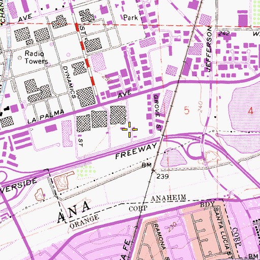 Topographic Map of Kaiser Permanente Orange County - Anaheim Medical Center, CA