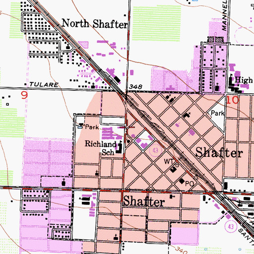 Topographic Map of Shafter Police Department, CA