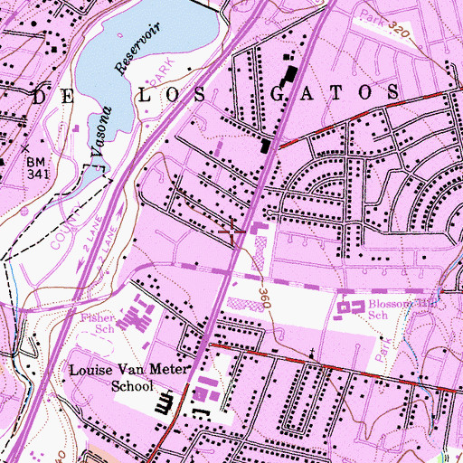 Topographic Map of Los Gatos Police Department, CA