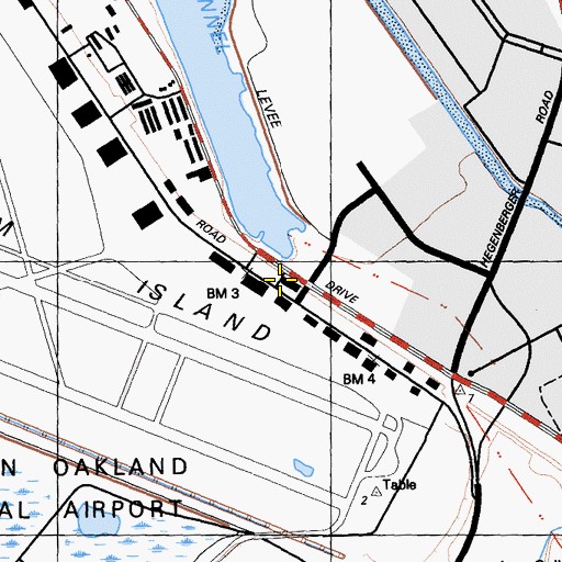 Topographic Map of Oakland Airport Police Department, CA