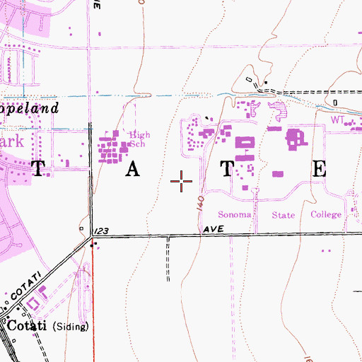 Topographic Map of Sonoma State University Campus Police Department, CA