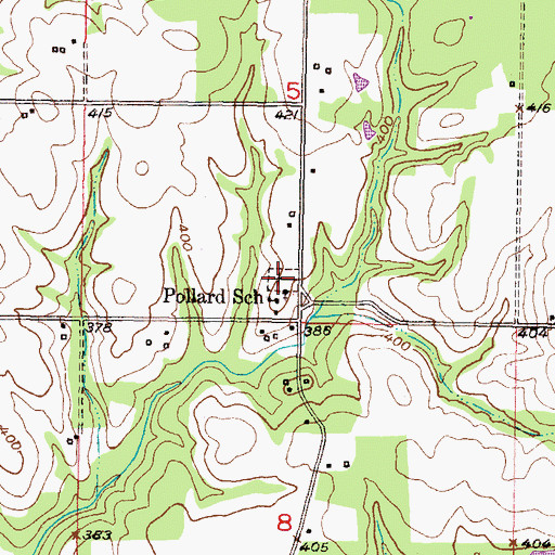 Topographic Map of Pollard Cemetery, OK