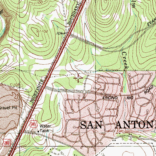 Topographic Map of San Antonio Post Office Encino Park Station, TX