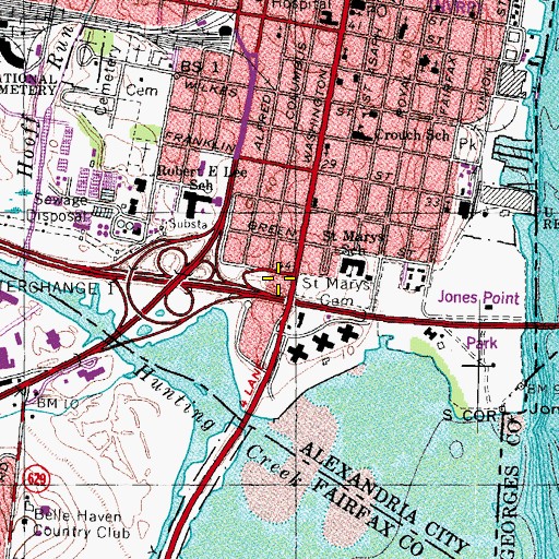 Topographic Map of Contraband and Freedmen Memorial Cemetery, VA