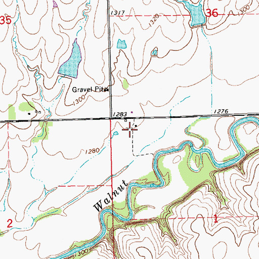Topographic Map of Riverbend Ranch Airport, KS