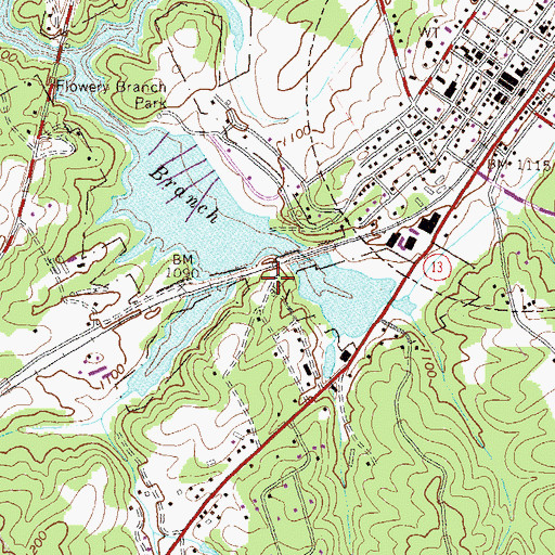 Topographic Map of The Flying W Ranch Airport, GA