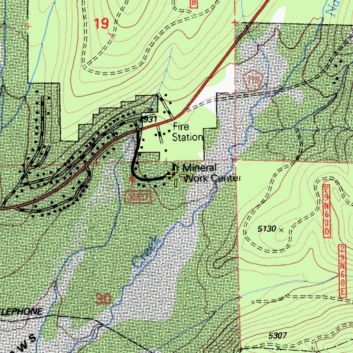 Topographic Map of Mineral Work Center, CA