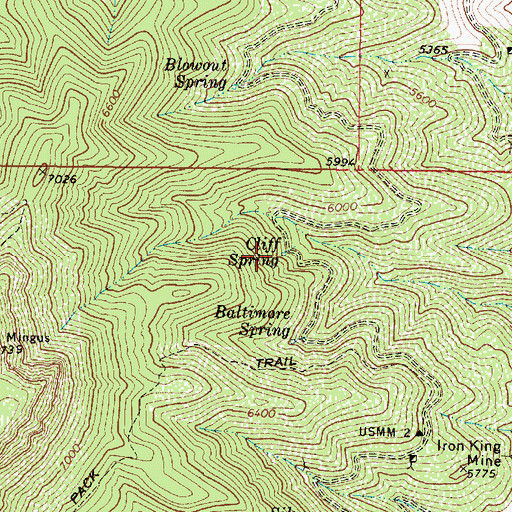 Topographic Map of Cliff Spring, AZ