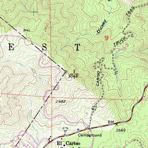 Topographic Map of El Cariso Campground, CA