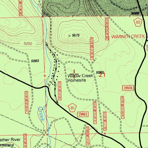 Topographic Map of Willow Creek Homesite, CA