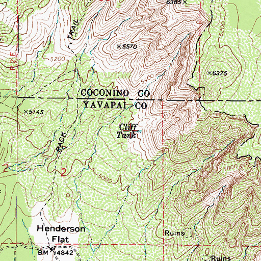 Topographic Map of Cliff Tank, AZ