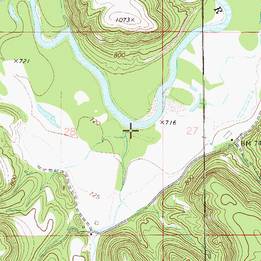 Topographic Map of Zell Creek, MN
