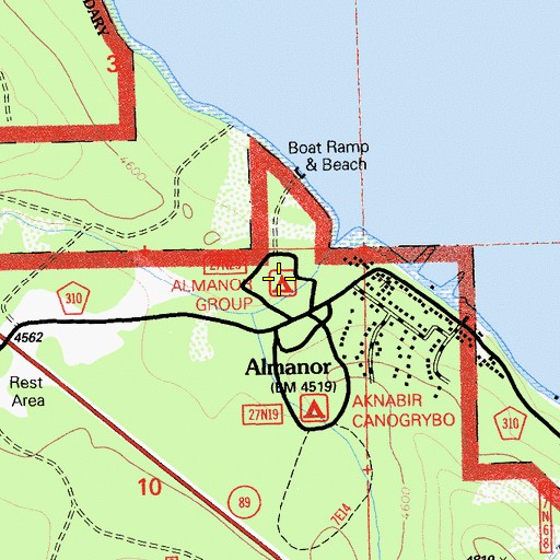 Topographic Map of Almanor Campground, CA