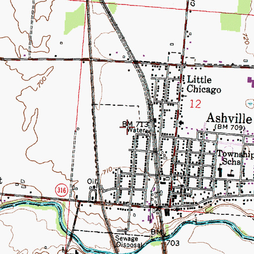 Topographic Map of Suburban Village, OH