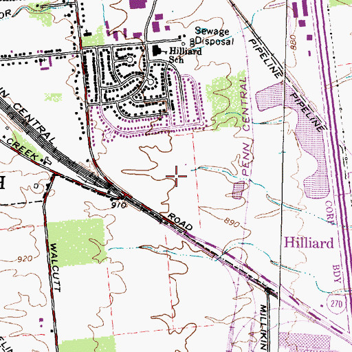 Topographic Map of Darby Glen, OH