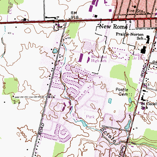 Topographic Map of Greene Countrie, OH