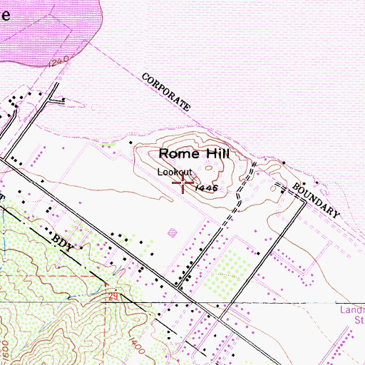 Topographic Map of Rome Hill Lookout, CA