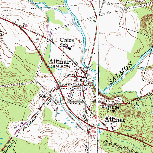 Topographic Map of Altmar Census Designated Place, NY