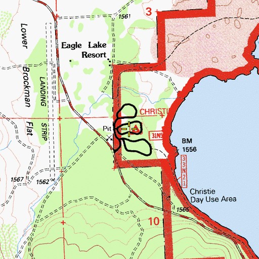 Topographic Map of Christie Beach Campground, CA