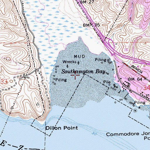 Topographic Map of Southampton Bay, CA