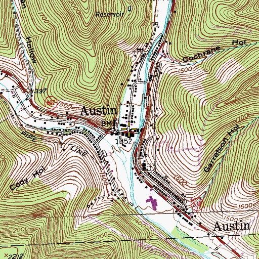 Topographic Map of Austin Post Office, PA
