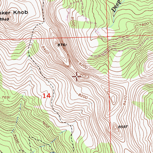 Topographic Map of Billys Peak, CA