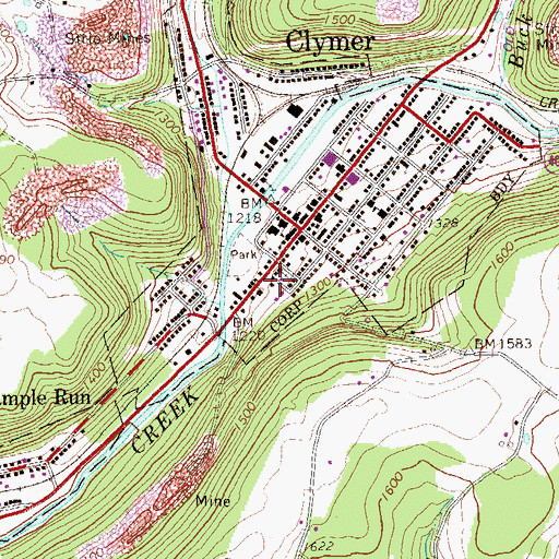 Topographic Map of Clymer Post Office, PA