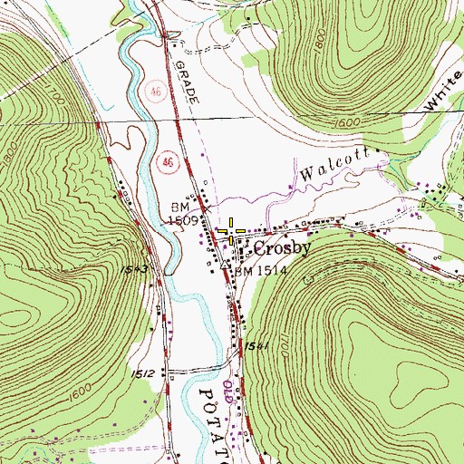 Topographic Map of Crosby Post Office, PA