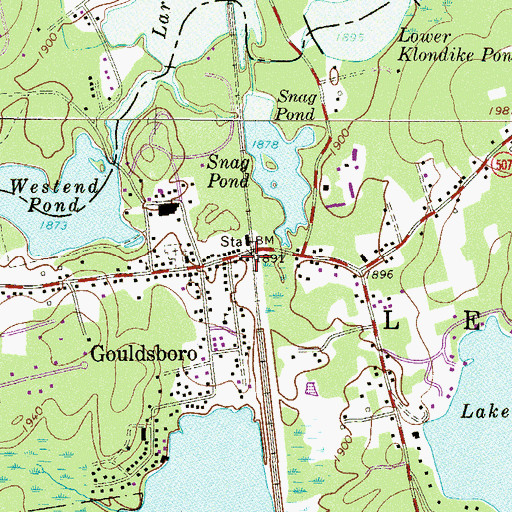 Topographic Map of Gouldsboro Post Office, PA