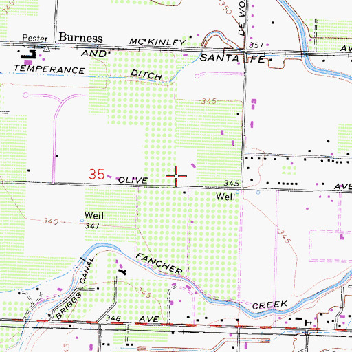 Topographic Map of Fresno County, CA