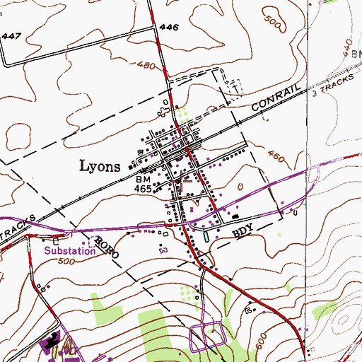 Topographic Map of Lyon Station Post Office, PA