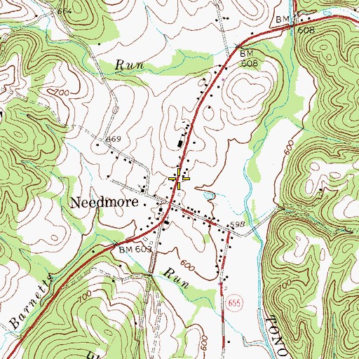 Topographic Map of Needmore Post Office, PA