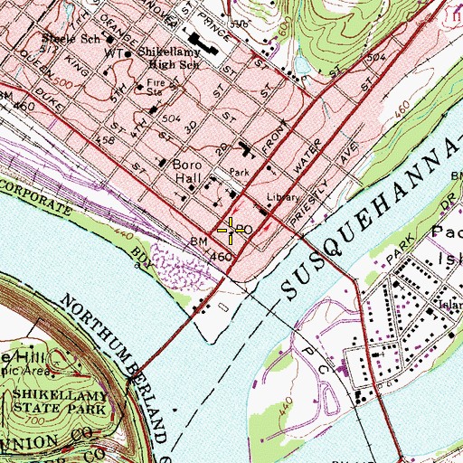 Topographic Map of Northumberland Post Office, PA