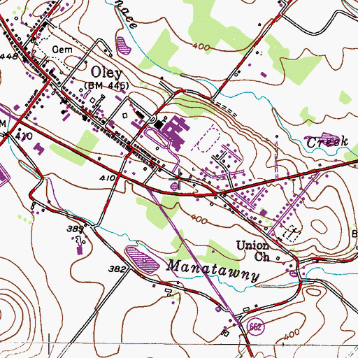Topographic Map of Oley Post Office, PA