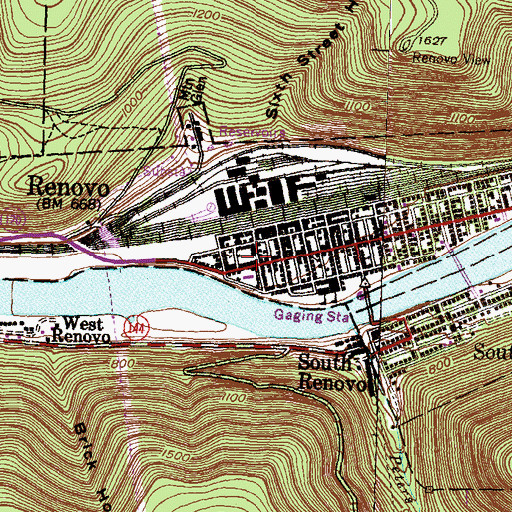 Topographic Map of Renovo Post Office, PA
