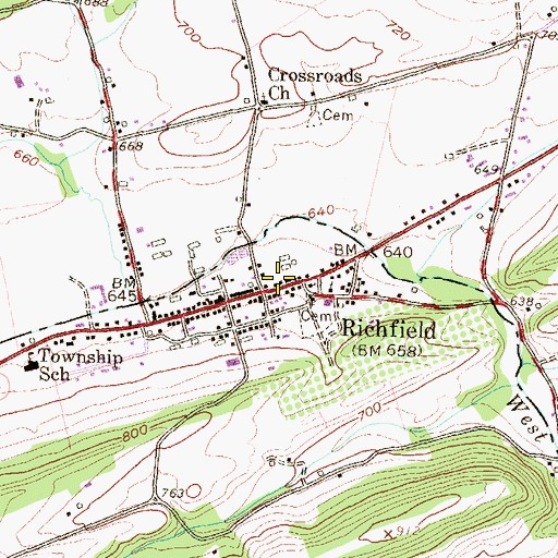 Topographic Map of Richfield Post Office, PA