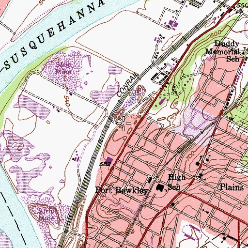 Topographic Map of Plains Post Office, PA