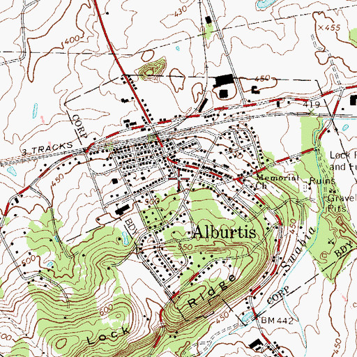 Topographic Map of Alburtis Post Office, PA