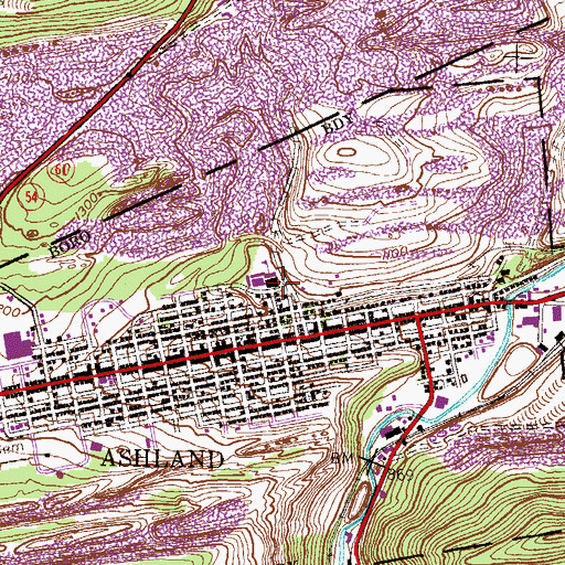 Topographic Map of Ashland Post Office, PA