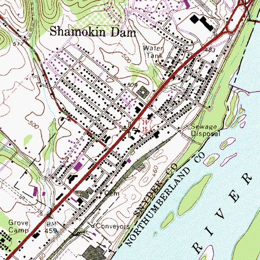 Topographic Map of Shamokin Dam Post Office, PA