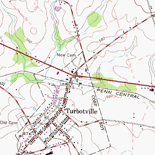 Topographic Map of Turbotville Post Office, PA