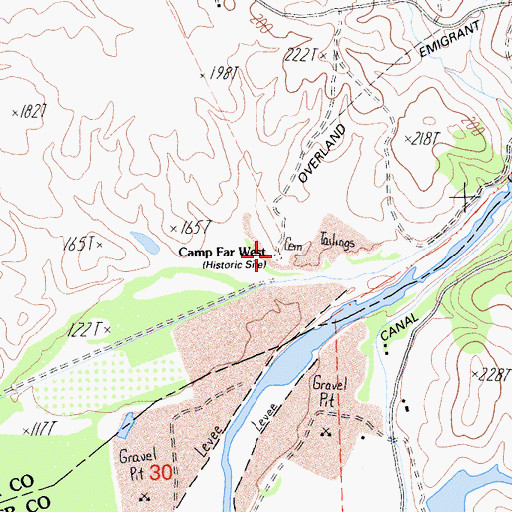 Topographic Map of Camp Far West Cemetery, CA