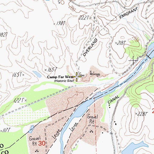 Topographic Map of Camp Far West Cemetery, CA