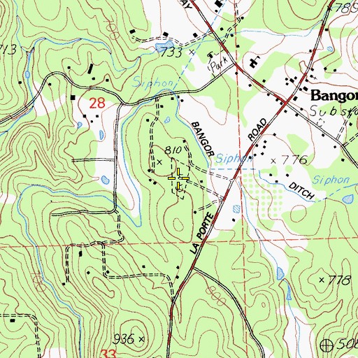 Topographic Map of Bangor Cemetery, CA