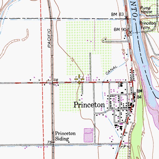 Topographic Map of Princeton Cemetery, CA