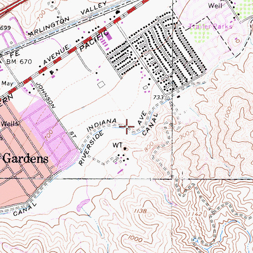 Topographic Map of Sherman Indian School Cemetery, CA